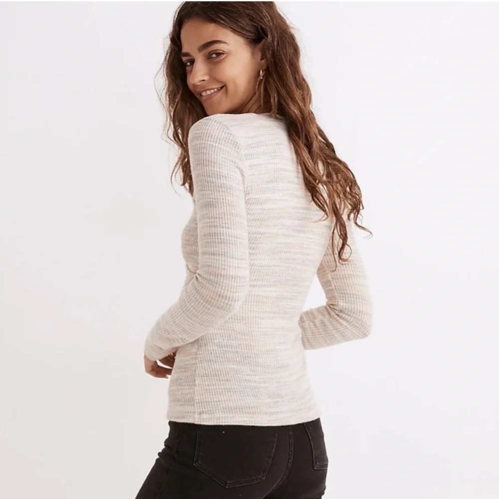 Madewell Space Dye Faux-Wrap Top - Picture 2 of 6